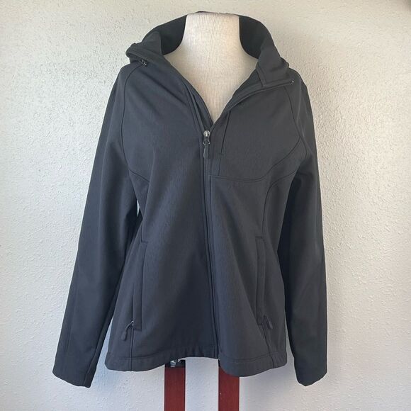 Kirkland Black Hooded Full Zip Jacket Size L EUC - Picture 1 of 6